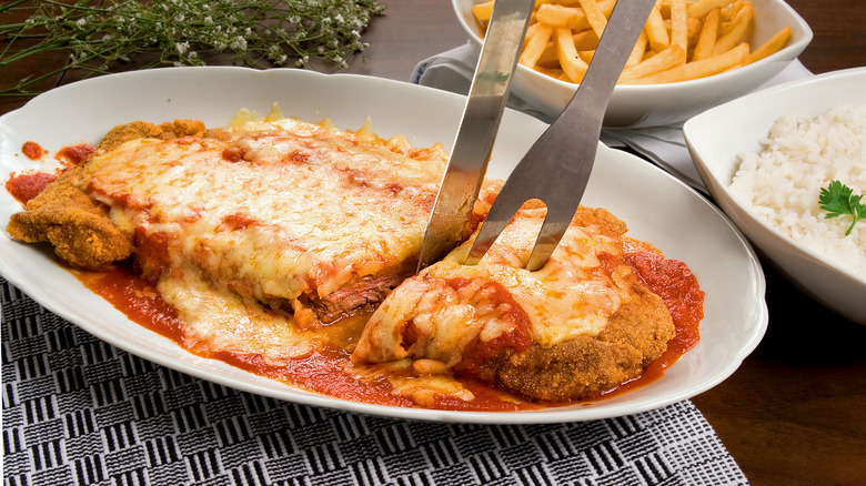 Italian-style breaded steak on plate