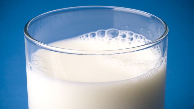 Close up glass of milk