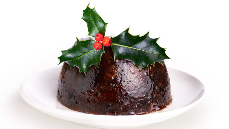 Figgy pudding with garnish