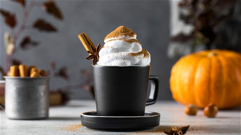 Mug with whipped cream and cinnamon