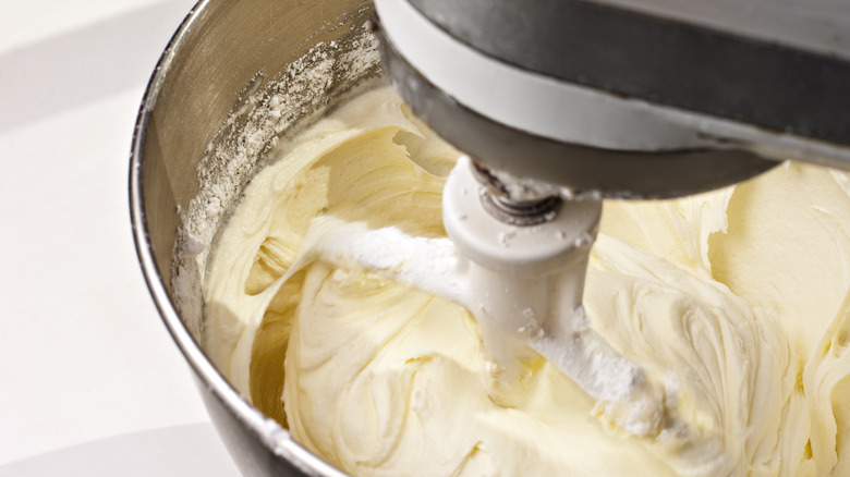 mixer beating cake batter 