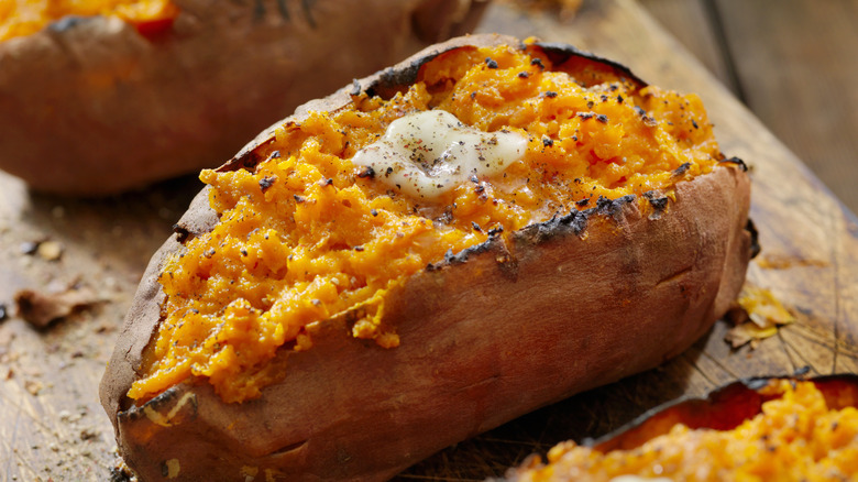 baked sweet potato with butter