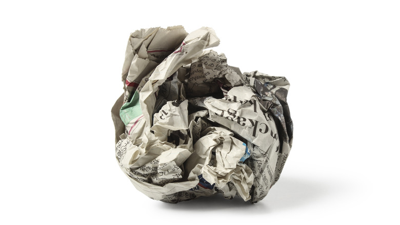 ball of crumpled newspaper