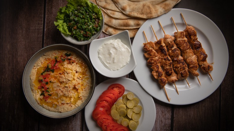 Toum among grilled meat