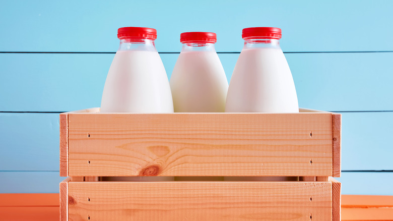 milk in delivery crate