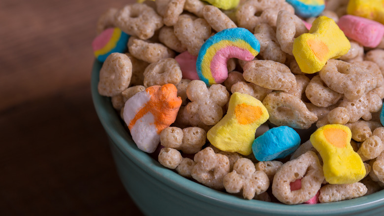 bowl of Lucky Charms cereal