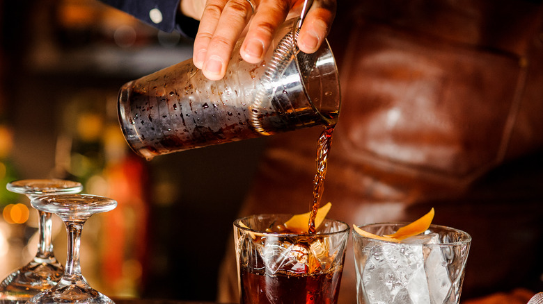 Pouring a cocktail