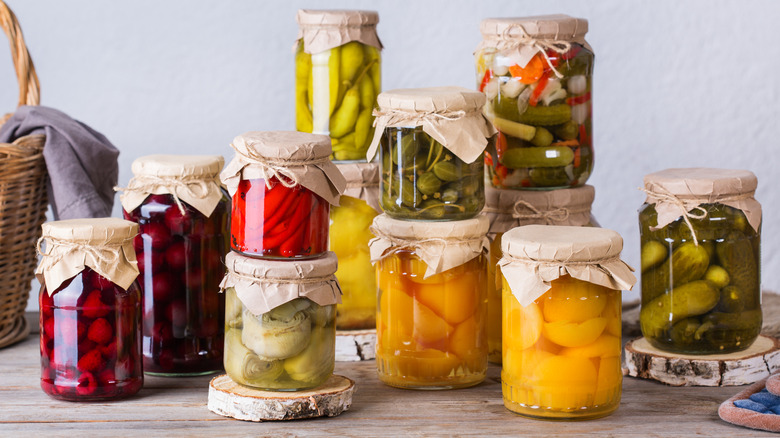 an assortment of canned produce