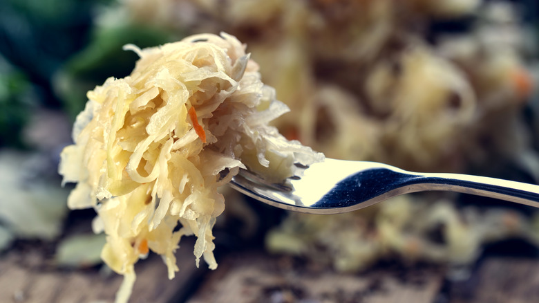 Forkful of sauerkraut