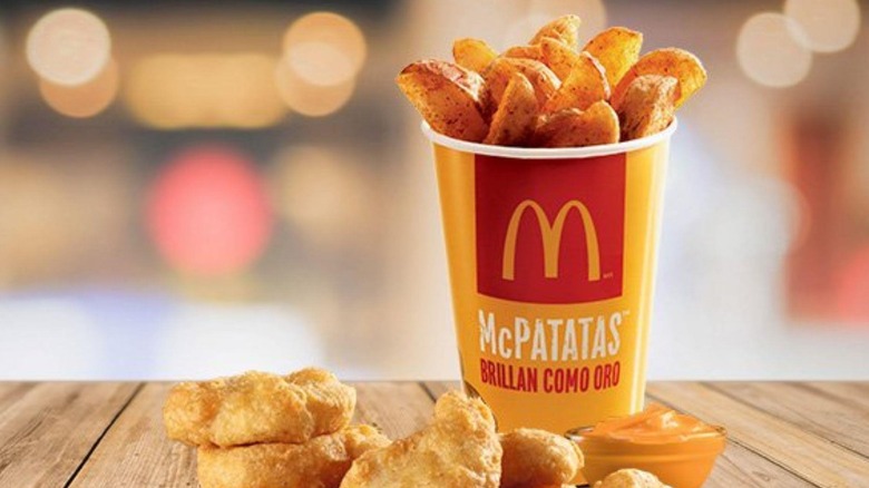 McPatatas surrounded by McDonald's chicken nuggets