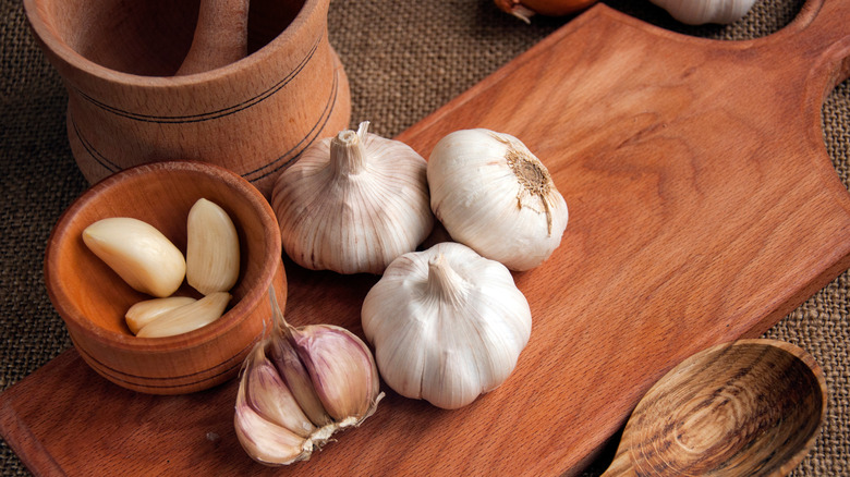 Garlic bulbs and cloves