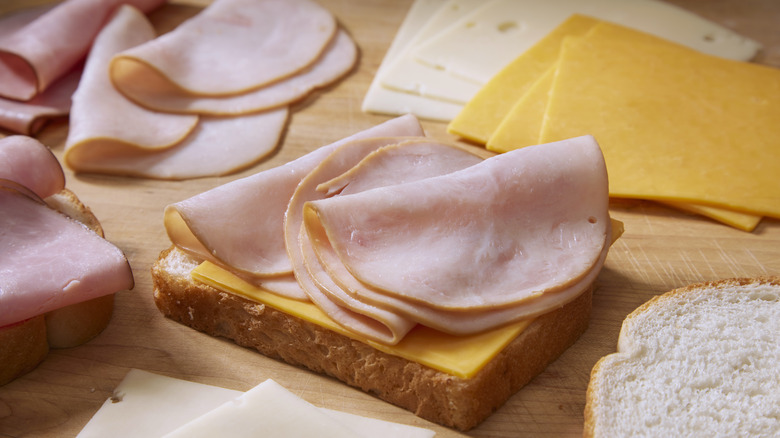 Ham on sliced bread