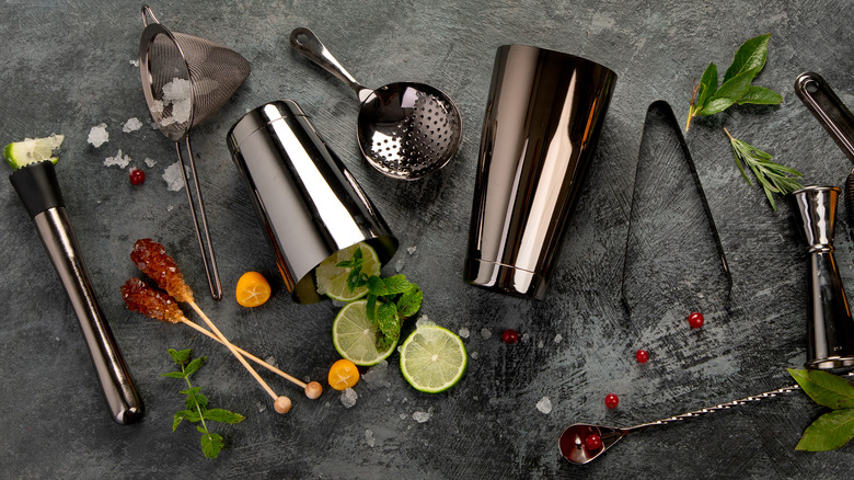 Cocktail shaker and bar gear