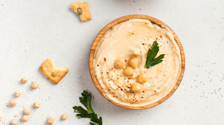 Bowl of creamy hummus