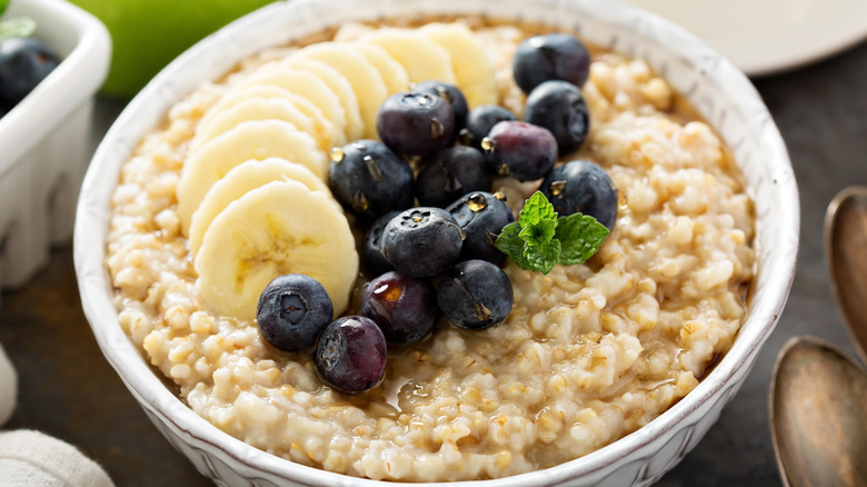 fruity steel-cut oatmeal in bowl