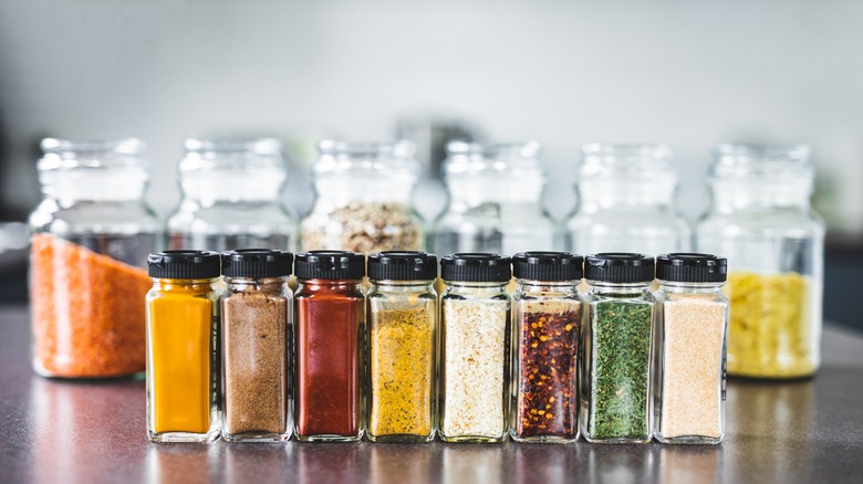 spice jars on countertop