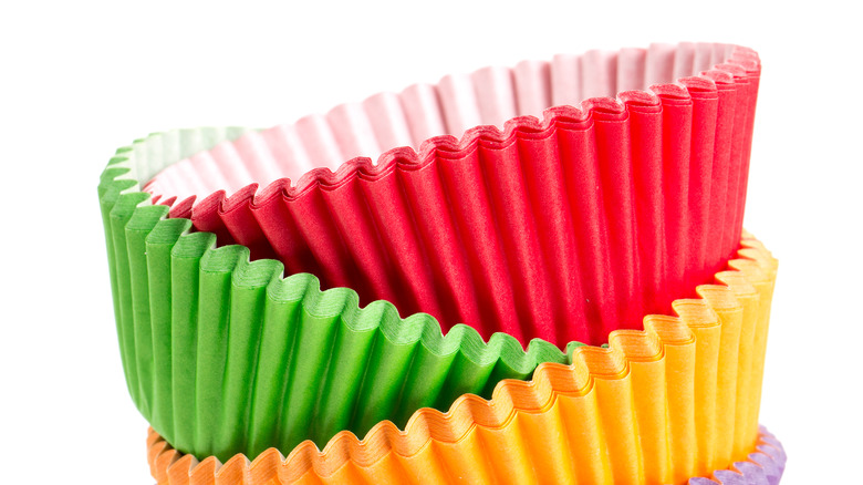 colorful cupcake liners stacked