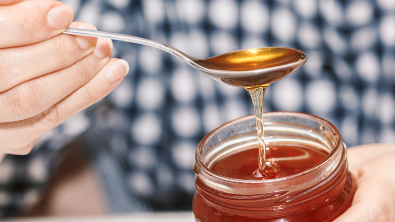 Honey on a spoon