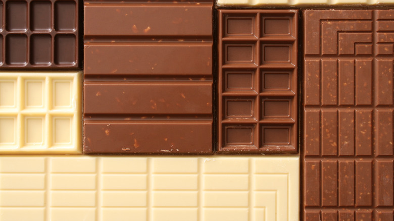 Assortment of white and dark baking chocolate