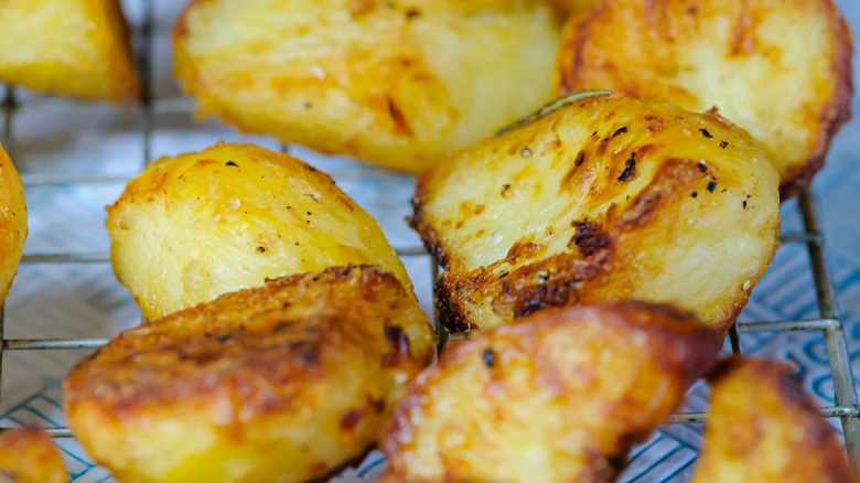 Roast potatoes on a rack