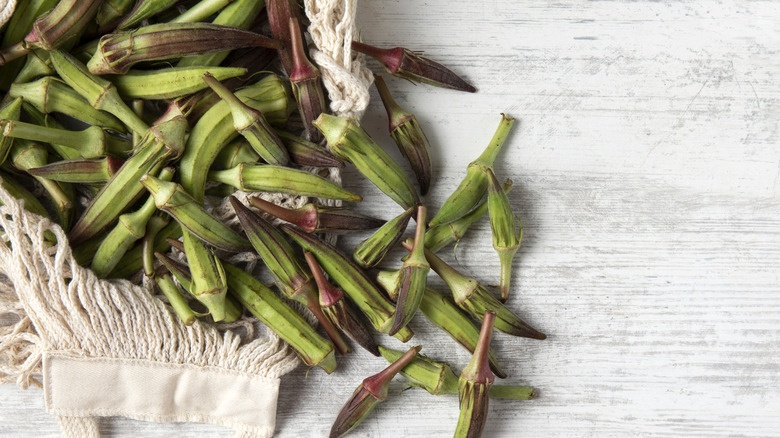 fresh okra on a table