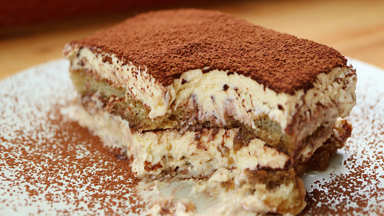 pie of tiramisu on a plate