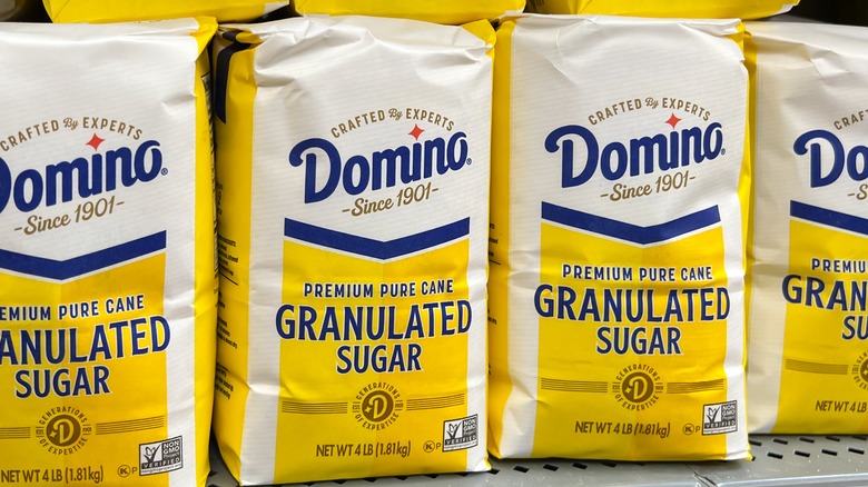Bags of white sugar