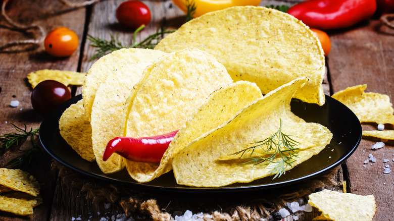 taco shells on plate
