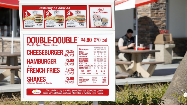In N Out Burger menu