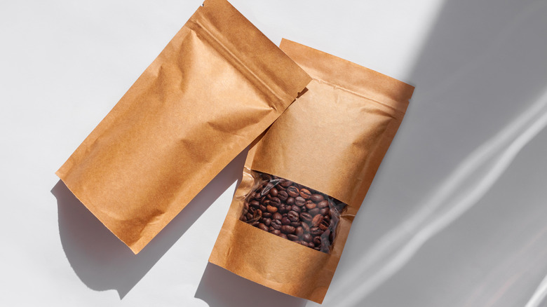 Two bags of coffee beans