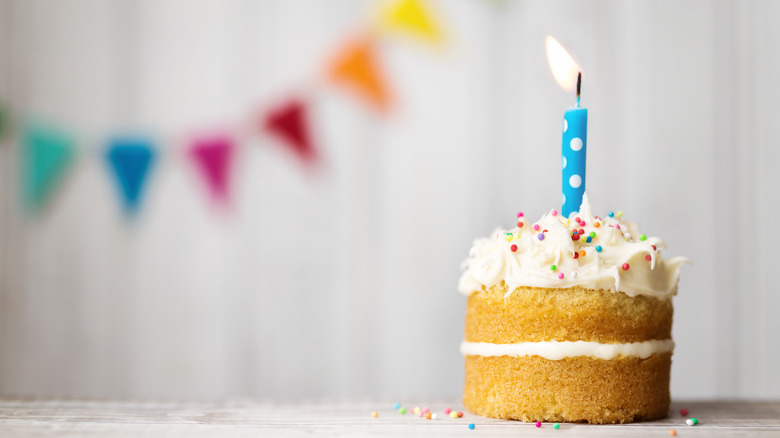 tiny birthday cake with candle