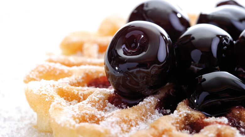 Belgian waffle with amarena cherries