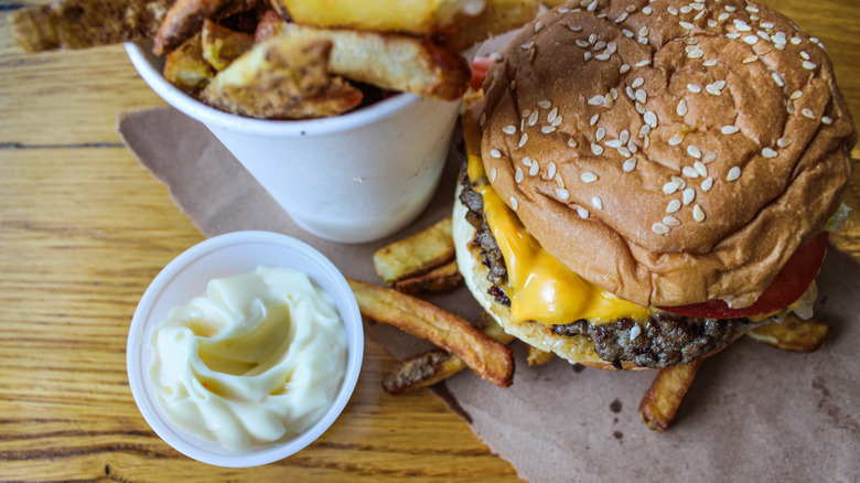 Five guys burger with mayo