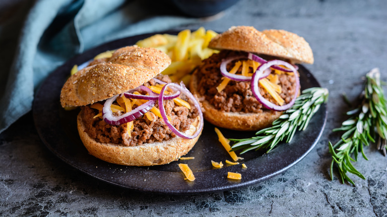 Sloppy Joes with cheddar cheese