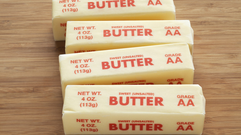 row of butter sticks