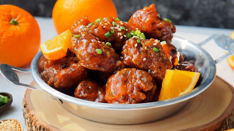 orange chicken with oranges