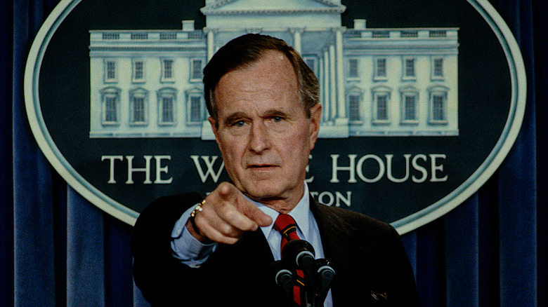 George H. W. Bush in White House press room