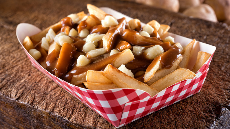 Poutine in cardboard container