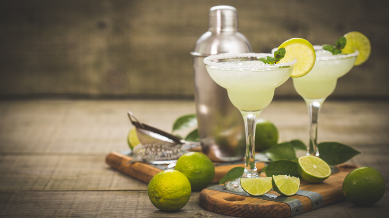 Margaritas on a tray  