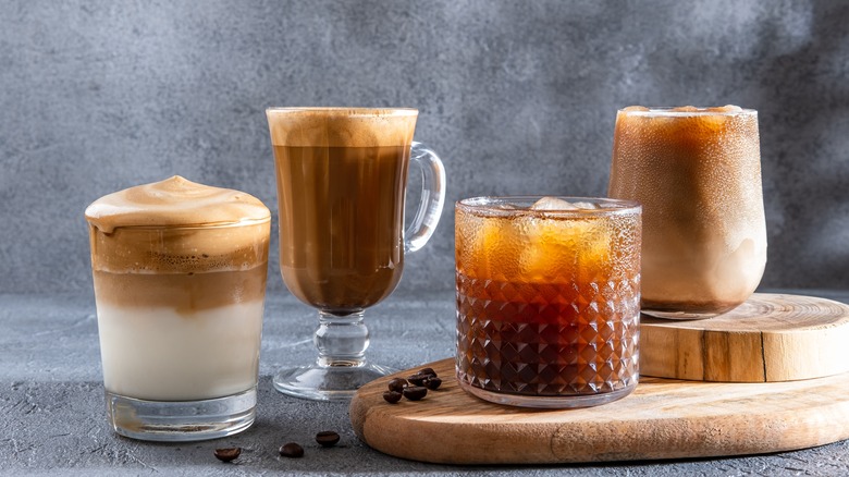 Various coffee drinks