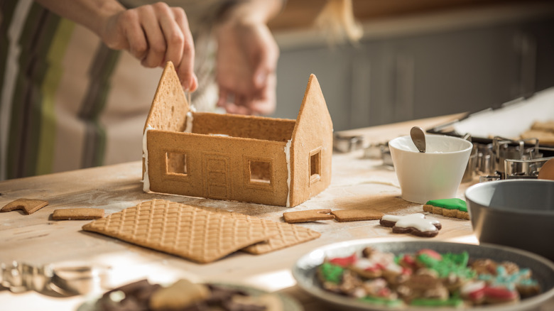 Decorated gingerbread house