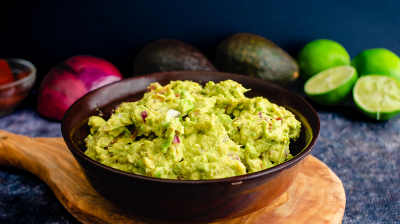 A bowl of chunky guacamole
