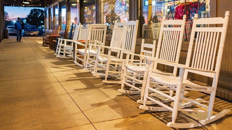 diner approaching Cracker Barrel chairs