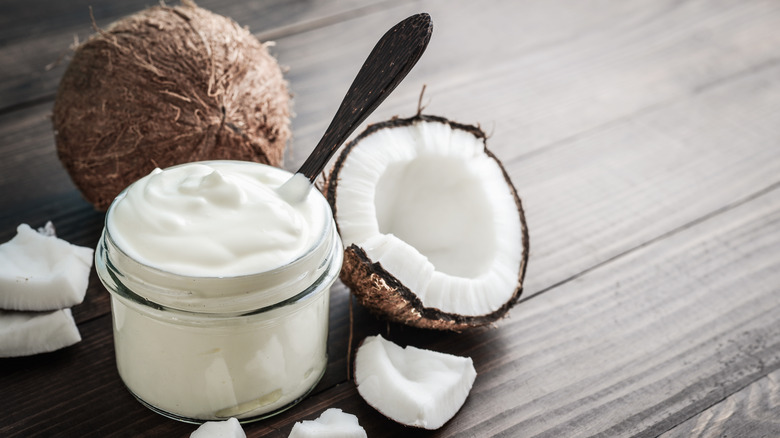 Coconut cream in glass jar