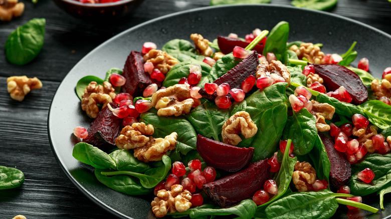 Candied walnuts on a salad