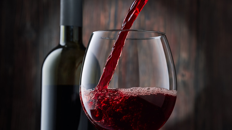 Wine pouring into a glass