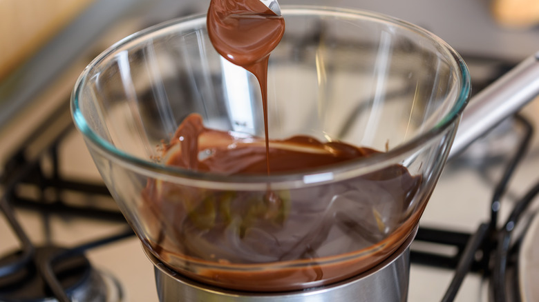 Melting chocolate using a double boiler