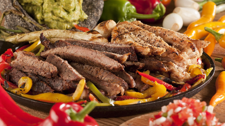 Steak and chicken fajita skillet