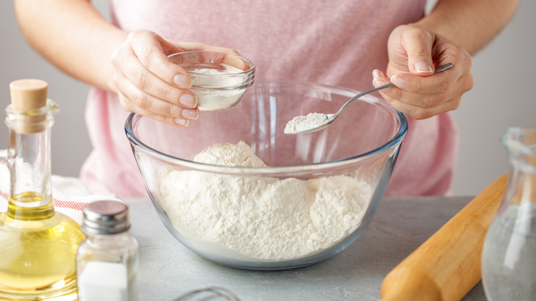 mixing dry ingredients in a bowl