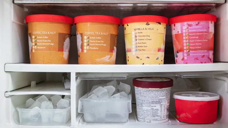 Freezer full of ice cream
